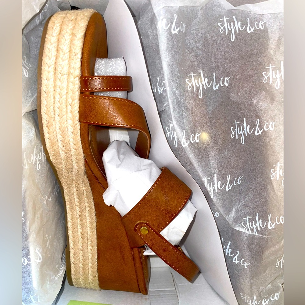 Style & Co. Tan Espadrille Wedge Sandals 11